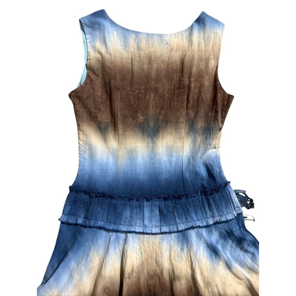 Vtg Domin y2k dark fairy grunge dress blue brown Hippie Tie Dye - Picture 8 of 15